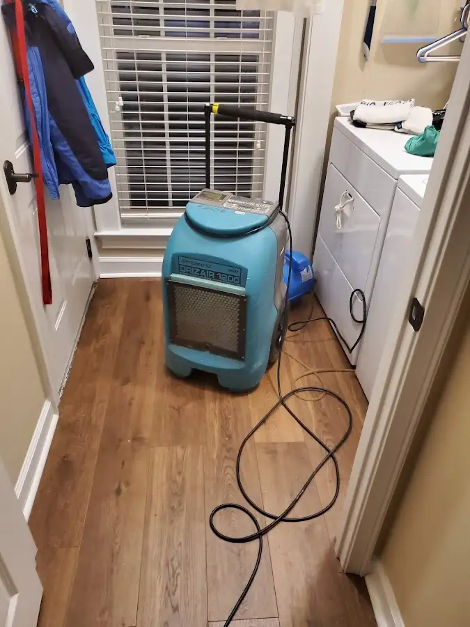 Commercial dehumidifier deployed for Flood Damage Cleanup in Roxboro