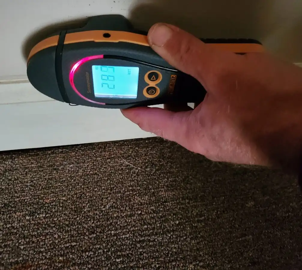 Moisture detection at baseboard during Sewage Cleanup & Sanitation in Roxboro